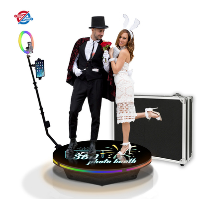 Plataforma de cabine de fotos giratória giratória 360 automática para casamento promover relacionamento