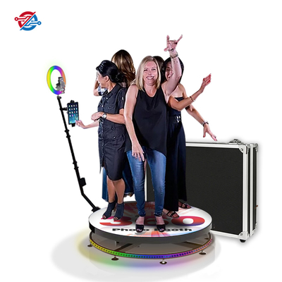 Cabine de fotos giratória de vídeo giratório panorâmico 360 com luz de anel para selfie