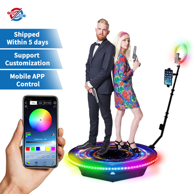 Cabine fotográfica giratória 115 cm 360° com anel de luz de LED com controle sem fio para selfie ou máquina de vídeo