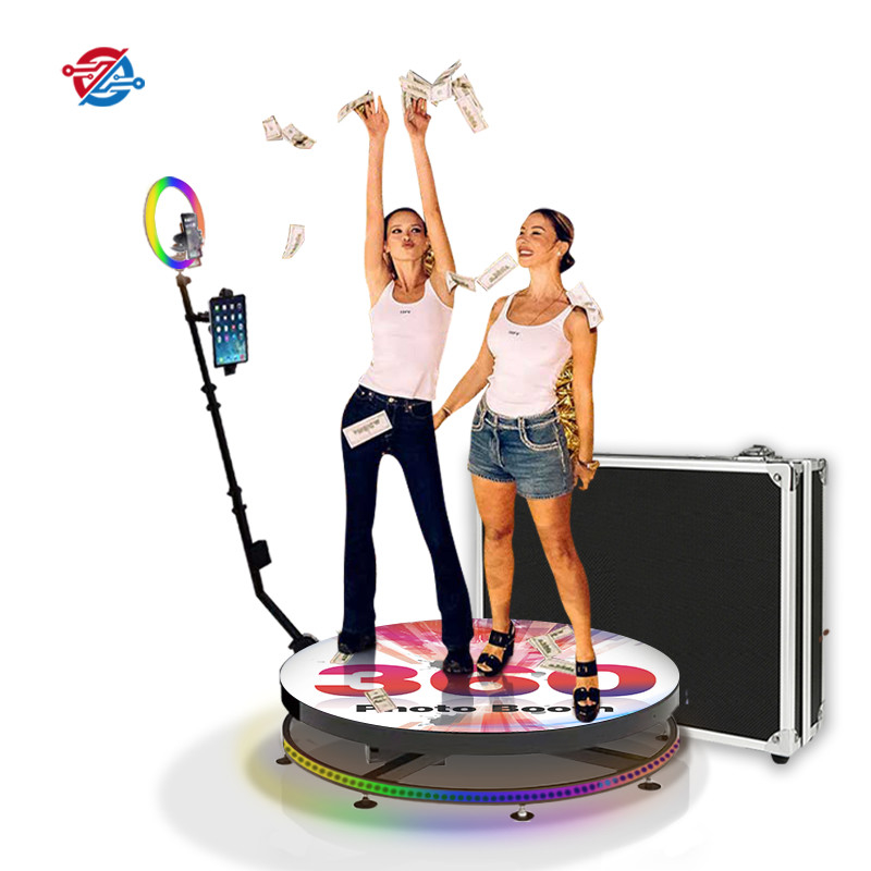 Espelho de led vidro controle remoto inteligente RGB luz câmera lenta giratória 360 cabine de fotos