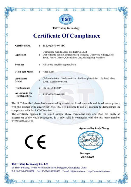 China Guangzhou Wanda Metal Products Co., Ltd. Certificações